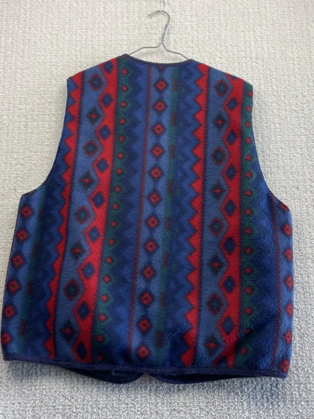 Vintage 90's Fleece Vest Aztec / Southwestern Navajo Outdoor Gorpcore Men Read - Picture 8 of 8